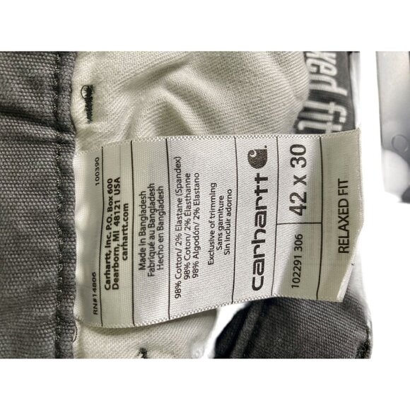 Carhartt Relaxed Fit Mens Gray Work Pants 42x30 Cotton Blends - Picture 4 of 4